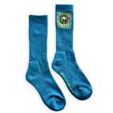 Neon Alien Crew Socks Blue