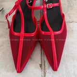 Mesh sling back heels
