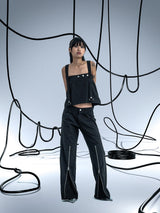 Ghost In The Shell Zip Pleat Pants (Black)