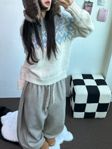 ダメージウォッシュドダイアリーペインティングルーズヒップロングパンツ💙🩶2カラー