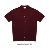 Deep linen collar short-sleeved cardigan (6 colors)