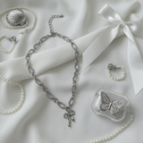 [イ・ヨンジ Necklace] バレエリボン ステンレス チェーン チョーカーネックレス