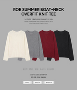 LMN ロエサマーボートネックオーバーサイズニット長袖Tシャツ (4 colors)