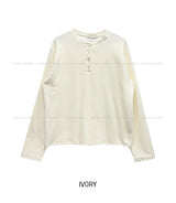 Dense Velour Henley Neck Long Sleeve T-Shirt