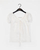 Roche Pintuck Ribbon Back Strap Button Blouse