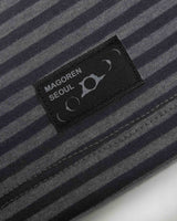 Henley Neck Long Sleeve Stripe Charcoal