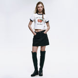 Life is a Peach Crop Ringer T-Shirt_White
