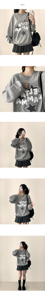 Dien Check Star Pattern Embroidery Sweatshirt