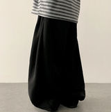 Terry Fleece side pin tuck incision string wide pants