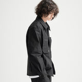 Poly Cotton Zip Shirts Jacket - BLACK