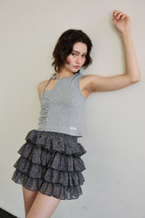 BEBE UNBALANCE SLEEVELESS TOP / GRAY