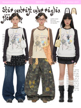 BETWEENANDオータム スター カラコン ラグラン ロングスリーブ Tシャツ レディース