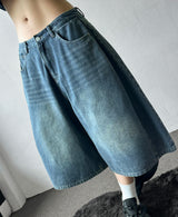 If Side Pintuck Denim Bermuda Shorts 3color