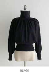 Colb Puff Shirring Button Polar Knit