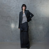 RIBBED SLEEVE LEATHER JACKET