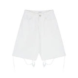 Wide Half Denim Pants White
