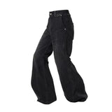RELABEL(‘LABEL) Natural washed denim jeans with split straight cut, loose fit, heightening and slimming effect, slightly flared