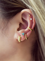 small textured hoop 14k gold plating + 925 silver earrings E063-03G