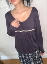 26FW★ [BAONHAUS] Aaron Lace Shirring Long Sleeve Tee