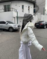 ストライプフードジャンパー(起毛)