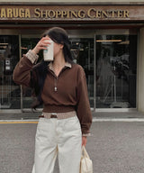 [BELLIDE MADE] アーモンド, カラークロップスウェット