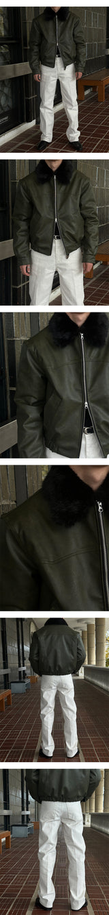 [F/W] Real raccoon fur leather blouson(3color)