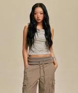 SCRIPT LOGO SHIRRING SLEEVELESS_IV
