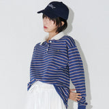 ストライプカラーTシャツ  (Blue)