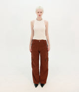 LOCK BUTTON POCKET PANTS (BRICK RED)