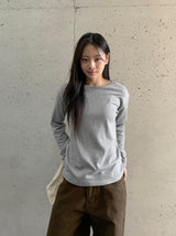 Achu Brushed Basic Round Long Sleeve Tee