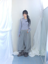 Fingerhole line hooded half zipup