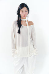 Knit Tie Long Sleeve Set Ivory