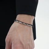 Men's Bracelet Black Beads Surgical Steel_CLEF GATE SIGNAL