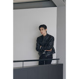 エッセンシャルクラックレザーバイカージャケット(Black)