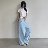 Tiberinus - バギーフローウィジーンズ - スラウチーレッグジーンズ - Sky Blue - Cotton Denim