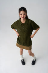 Argyle patterned short-sleeved knitwear