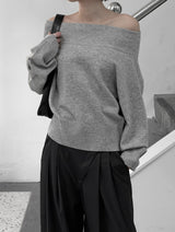 Leno One-Shoulder Off-Knit Top