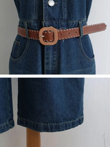 RETRO WESTERN DENIM JUMPSUIT WITH BELT SET