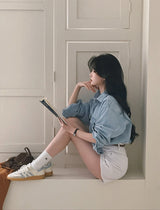 [Bellidmade/Casual] フォレストオーバーフィットデニムシャツ