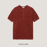 LMN Benny a ribbed bone Henley Neck Short Sleeve (4 colors)