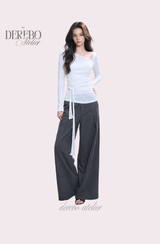 Thai wrap strap long-sleeve T-shirt