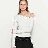 Studded Off-Shoulder White