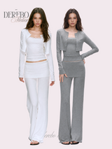 Anna lace cardigan training three-piece set (Sleeveless cardigan, pants)