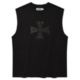 PIGMENT WASHING PRINTED SLEEVELESS - CHARCOAL   