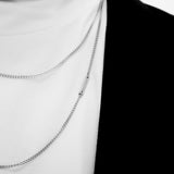 Men's ツーラインネックレスステンレススチールシンプルデザイン_CLEF クリーンライン ネックレス