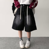 IF Waist String Vintage Cargo Denim Bermuda Shorts