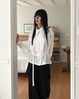 Mirun belt ハイネックオーバーレイシャツ