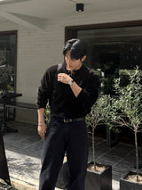 Dique velvet henley-neck round knitwear