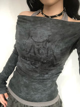 ヴィンテージウォッシングホルターネックTシャツ