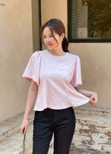 モアング カット パフ フレア Tシャツ